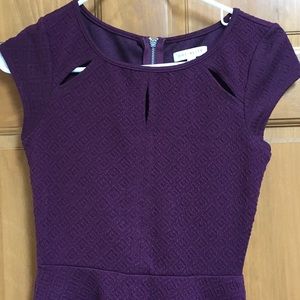 Purple Textured Cut-out Cocktail Dress